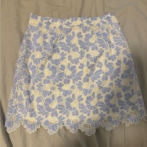 Aqua Lilac and Cream Floral Mini Skirt